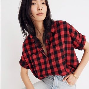 Madewell Red and Black Plaid Button Down Shirt